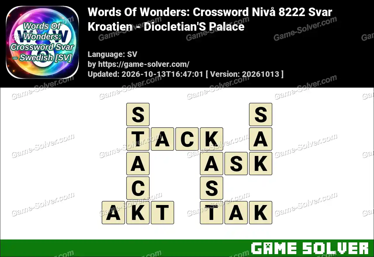 Words Of Wonders: Crossword Nivå 8222 Svar – Kroatien – Diocletian’S Palace